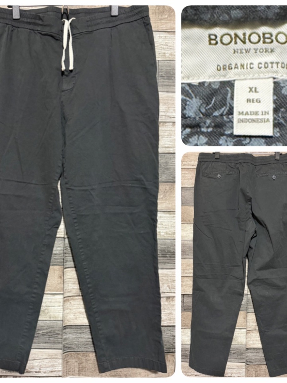 Bonobos Chino Drawstring Pants Men’s XL Reg Dark Gray (Inseam 29) Stretch